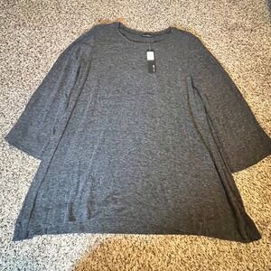 Nally & Millie Women Charcoal Gray Heathered‎ Tunic Top Long Sleeve XL F202817